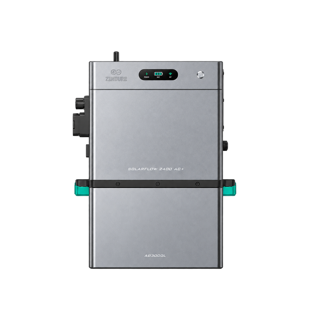 Zendure SolarFlow 2400 AC+ 5,28 kWh zonder P1-meter, gecentreerd en transparant