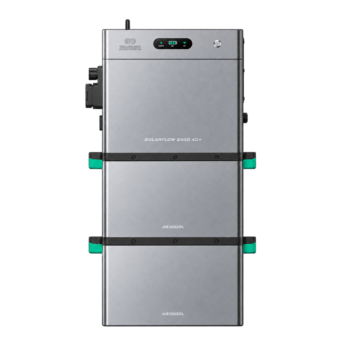 Zendure SolarFlow 2400 AC+ 8,16 kWh zonder P1-meter, gecentreerd en transparant